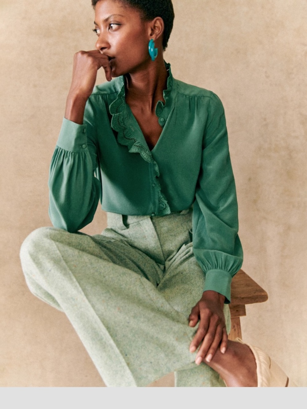 NWT Sezane Chlo sage green